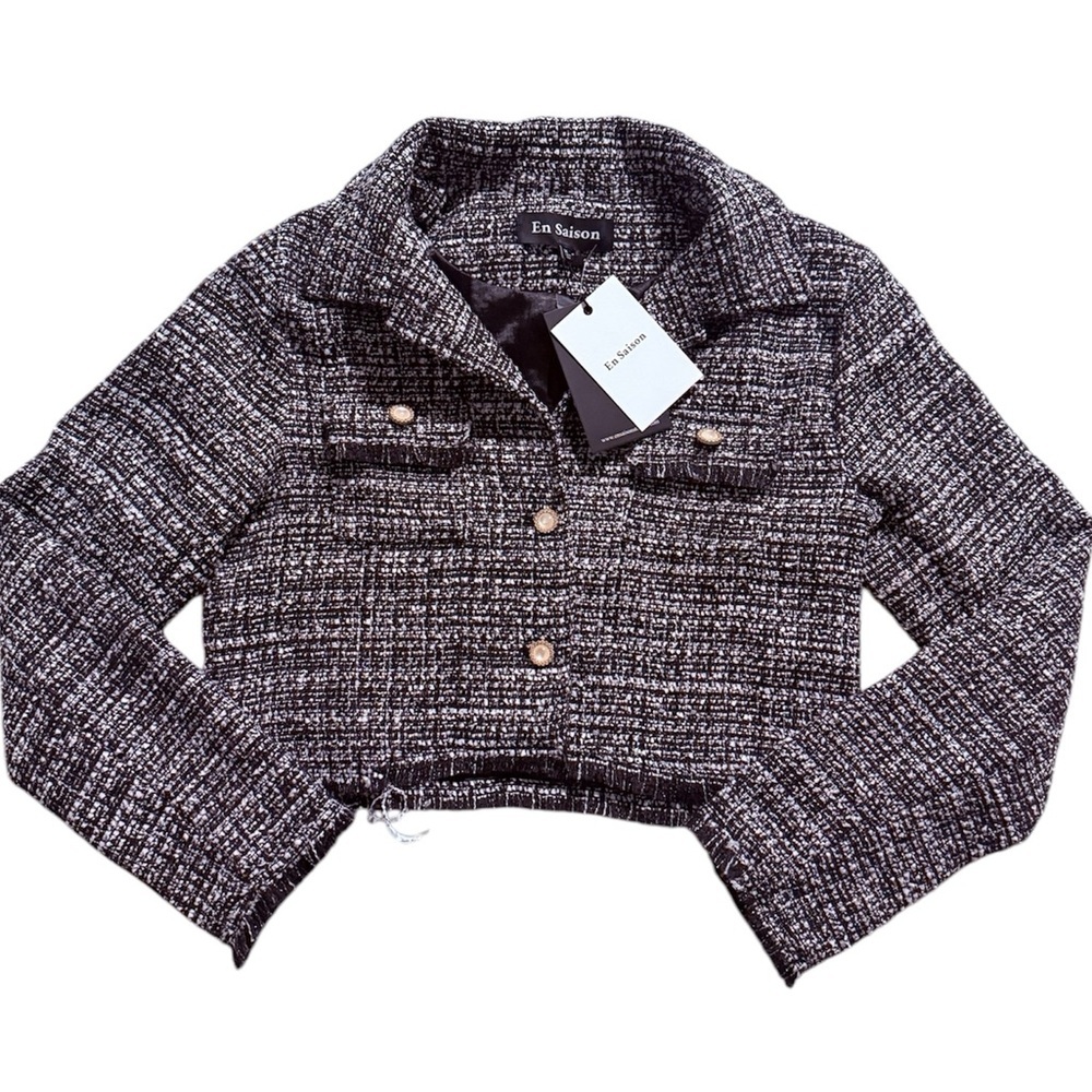 En Saison Cropped Tweed Coat
